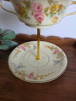 Vintage Royal Ivory Floral Teacup Stand