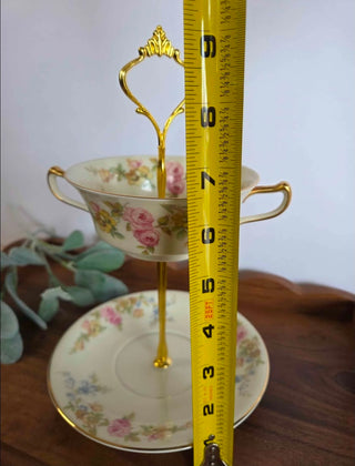 Vintage Royal Ivory Floral Teacup Stand