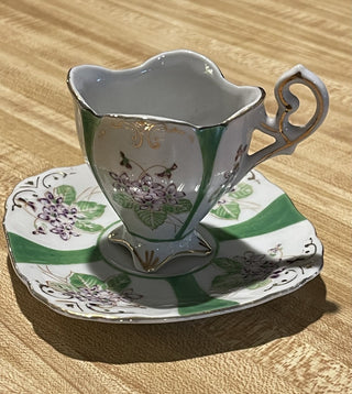 Vtg Footed Demitasse Cup & Saucer, HP Japan--SP RCD