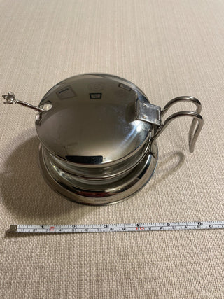 Stainless steel condiment serving dish made in Italy with spoon RSV