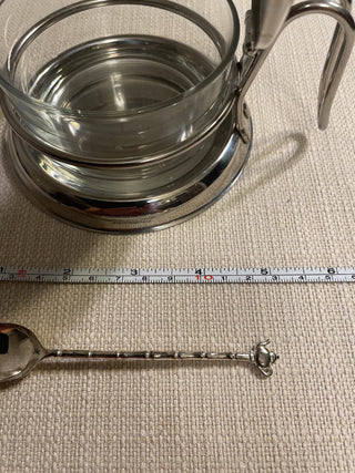 Stainless steel condiment serving dish made in Italy with spoon RSV