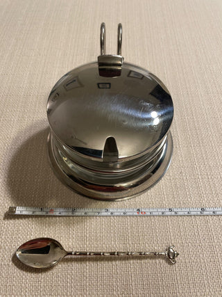Stainless steel condiment serving dish made in Italy with spoon RSV