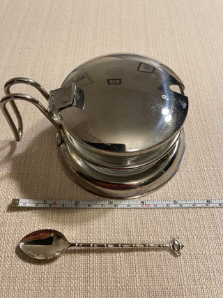 Stainless steel condiment serving dish made in Italy with spoon RSV