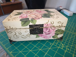 Rose box, decopauged, painted, hardware added
