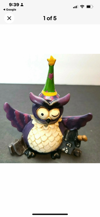Purple Owl Resin Halloween Decor, 5"-RSV|109620