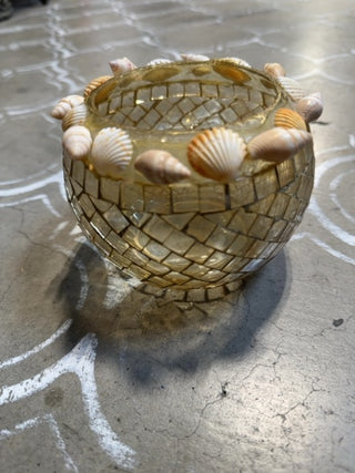 Mosaic Glass Shell Detail Candleholder
