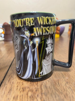 Disney Villains Mug YOU'RE WICKED AWESOME 3D Walt Disney World Parks Black Green