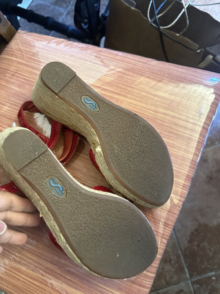 Softwalk Soft walk San Marino Red Patent Wedge Sandals Shoes #63 VV MTS|109058