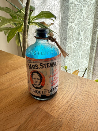 Vintage Mrs. Stewart's Bluing Glass Bottle|55342
