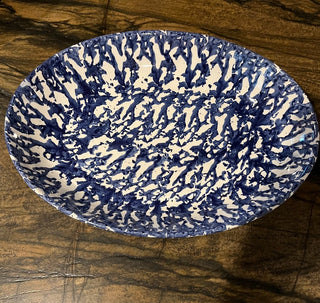 VTG Blue White Spongeware Platter Stoviglierie Made in Italy RSV|110403