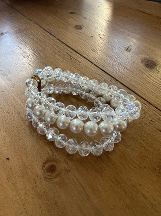 Vtg. Crystal 3 strand Bracelet MTS|116262