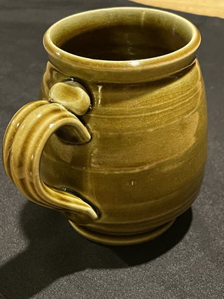Studio Art Pottery Signed Mug, Olive Glaze--SP MTS