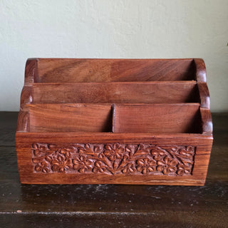Indian Wood Carved Mail/Letter Holder