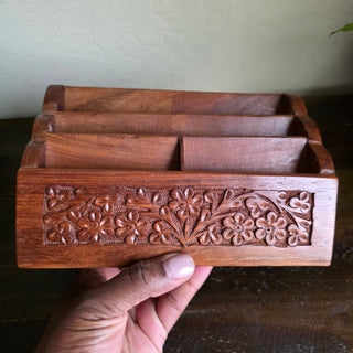 Indian Wood Carved Mail/Letter Holder
