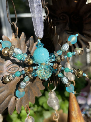 Spider Sun Catcher blue flower head|63630