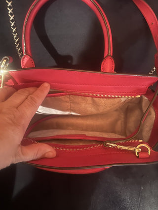 Michael Kors Selma Stud Leather Md Top Zip Satchel in Cherry #63 VV MTS