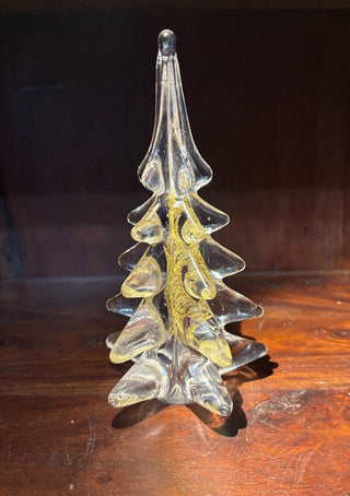 Handblown glass clear&gold fleck X-mass tree NM MTS|132643