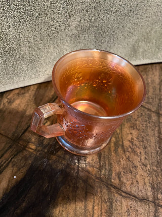 Vintage Fenton Iridescent Marigold Carnival Glass Cup "Orange Tree" RSV|122333