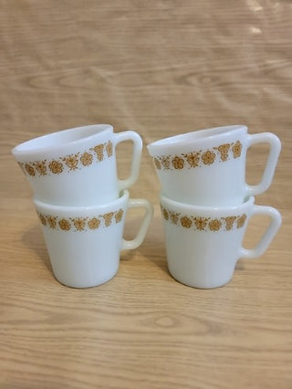 JMD- Pyrex Butterfly Gold Milk Glass Mug