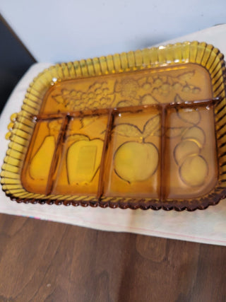 Indiana Amber Glass Divided Tray RCD