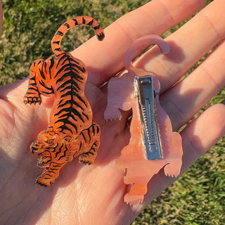 Orange Tiger Hair Clippies|51766