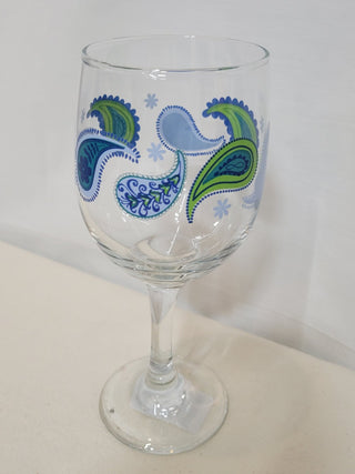 Set of 4 - Libbey Blue & Green Paisley Goblets RCD|82275