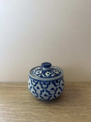 Blue White Lidded Trinket Dish