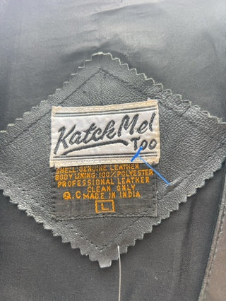 Vintage Katch Me Too Leather Vest Men Black Button Front Biker Style Large