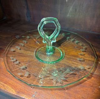 Vtg Viking green glass serving tray NM MTS|111732