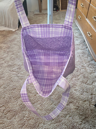 Handmade  purple cotton tote bag