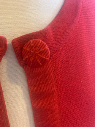 Liz Clairborn red shortsleve button sweater sz M. MTS