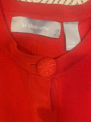 Liz Clairborn red shortsleve button sweater sz M. MTS