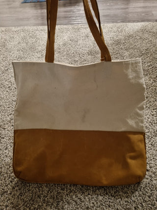 Genuine Leather +Canvas Tote Bag|69037