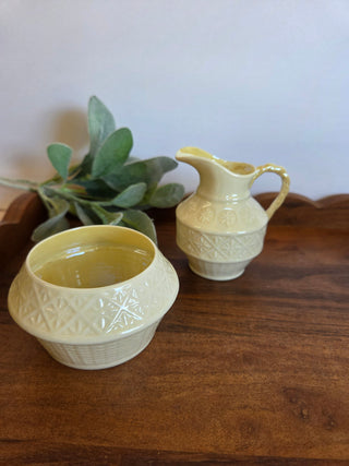Vtg Belleek Porcelain Sugar & Creamer Set from Ireland
