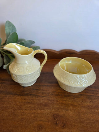 Vtg Belleek Porcelain Sugar & Creamer Set from Ireland