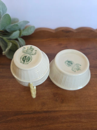 Vtg Belleek Porcelain Sugar & Creamer Set from Ireland