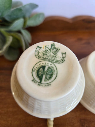 Vtg Belleek Porcelain Sugar & Creamer Set from Ireland