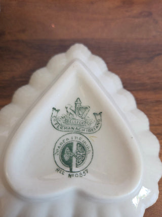 Vtg Belleek heart-shaped trinket/candy dish