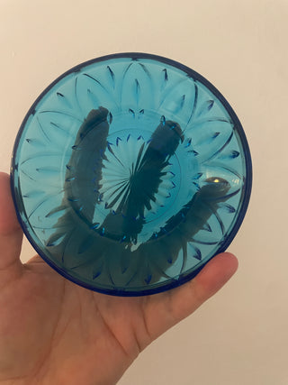 Small blue glass dish