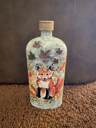 Green and white Fox vase