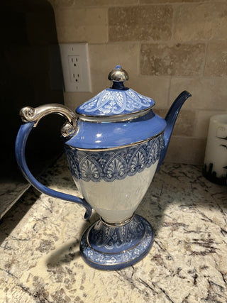 Vintage European Bombay Coffee/Teapot w/Platinum Silver Trim RCD