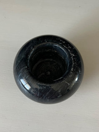 Black stone round candle holder RSV|80645