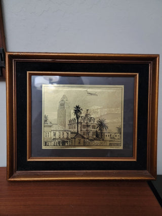 DC-9 Over LA Famous City Hall Litho Foil RCD