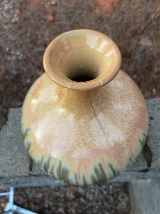 12.5” decorative ceramic vase with a hand-applied reactive drip glaze