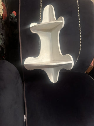 Corner 2 shelf unit White wooden farm house shelf #62 VV MTS|146345