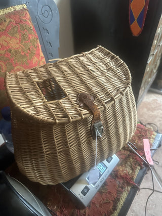 Vintage Pot Belly Wicker Fishing Creel #62 VV MTS|83457