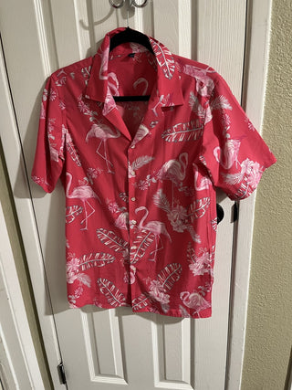 Men's Small Pink Flamingo Hawaiian Shirt Designed in Italy RCD|158758