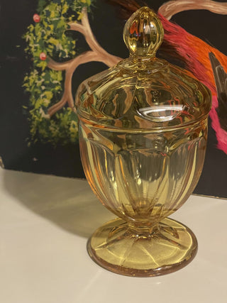 8" Imperial Glass Amber Candy Dish w/ Lid--SP MTS