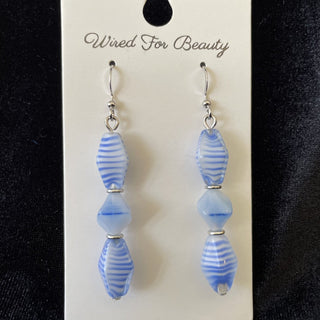 blue & white stripey drop earrings RSV