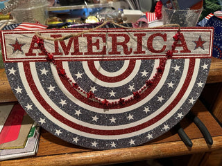 4th of July wall Plaque - "America" 13.5"x8" RCD